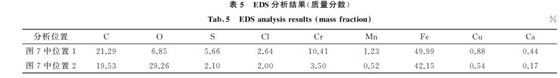 表５ EDS分析結果(質量分數)