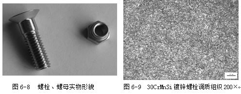 螺母實物形貌，30CrMnSi鍍鋅螺栓調質組織200×