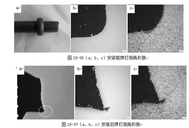 圖15-37（a、b、c）安裝后焊釘?shù)菇切蚊? /> 
</p>
<p style=