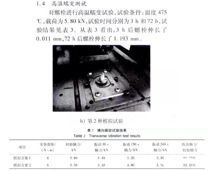 螺栓橫向振動結果